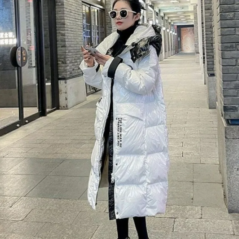 2024 neue Frauen Daunen jacke Wintermantel weibliche lange Parkas lose dicke warme Outwear Kapuze vielseitige Freizeit mantel