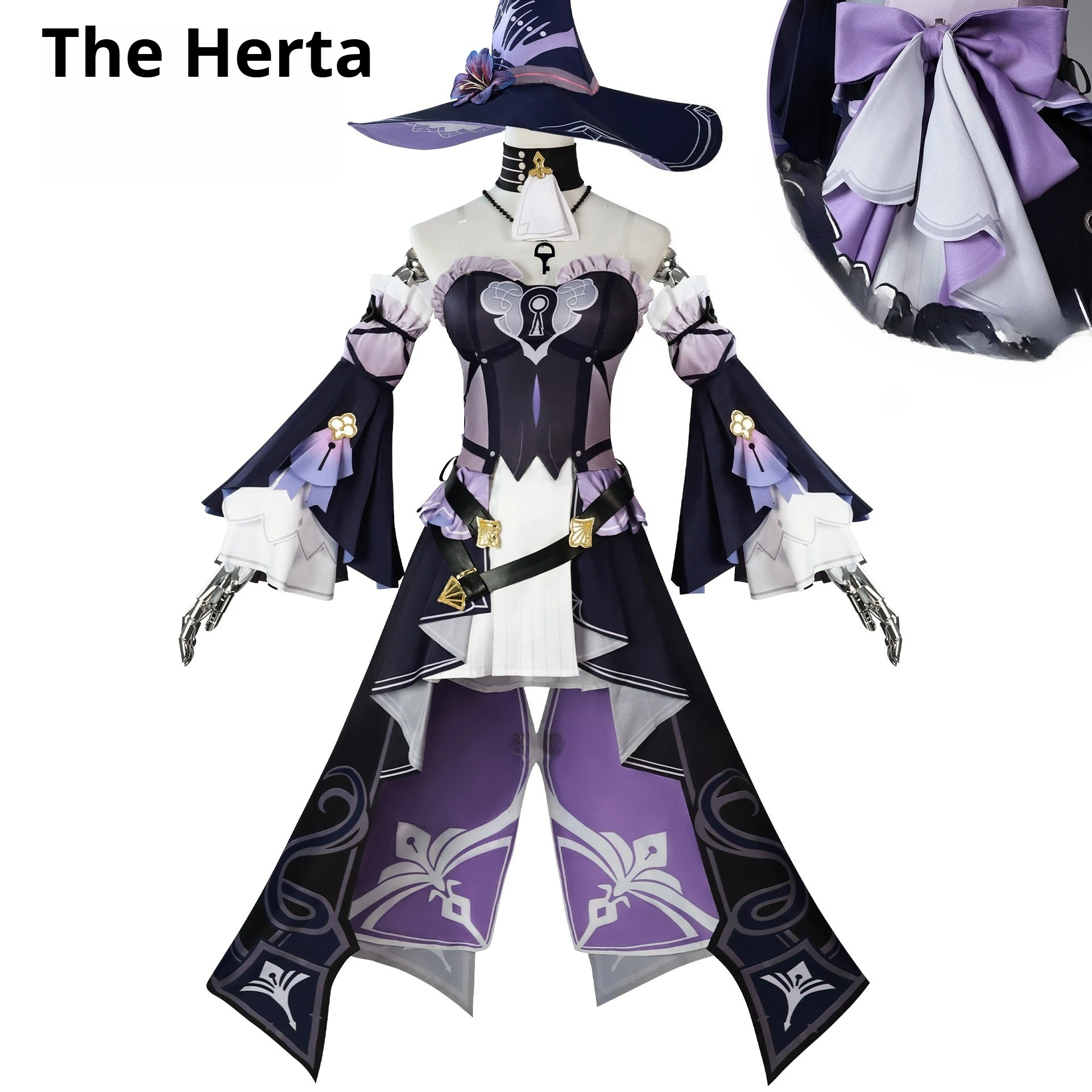 Honkai Star Rail Neues Herta Cosplay Kostüm Uniform Halloween Outfit mit Perücke, Schuhen und Requisiten Anime-Anzüge