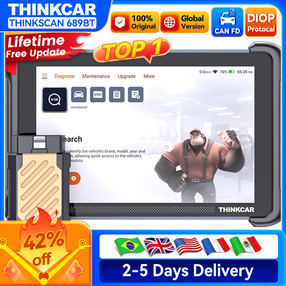 

Пожизненное бесплатное обновление THINKCAR THINKSCAN 689BT OBD2 диагностический инструмент DOIP CANFD двунаправленное кодирование ЭБУ 34 сброса