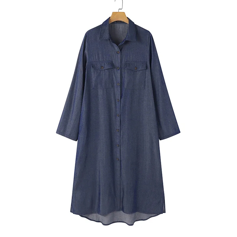 Loose Denim Oversize Shirt Dress Women Spring Autumn Casual Women Long Sleeve Long Dresses Vestidos Women\'s Clothing