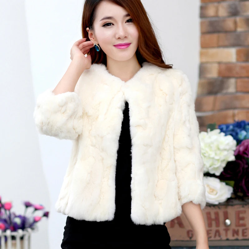 Real Rabbit Fur Coat Women Winter Jacket Short Loose Size Thick Warm Fluffy Coat Wamen Fashion Clothes Large Size