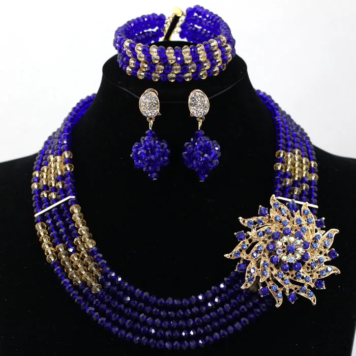 Fashion Fushia Pink Women Stylish Crystal Jewelry Accessories Nigerian Wedding African Beads Jewelry set  ABL060