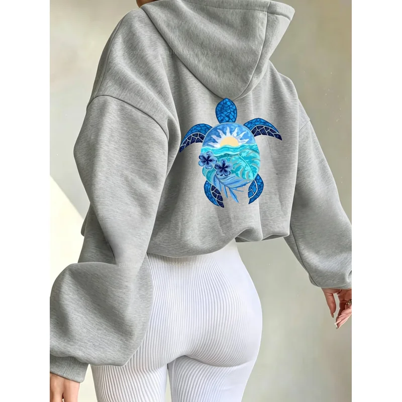 Streetwear Pullover Hoodie Halloween Gifts Ocean Sea Turtle Pattern Fall Clothes Autumn Winter Daily Wear Gift For Her