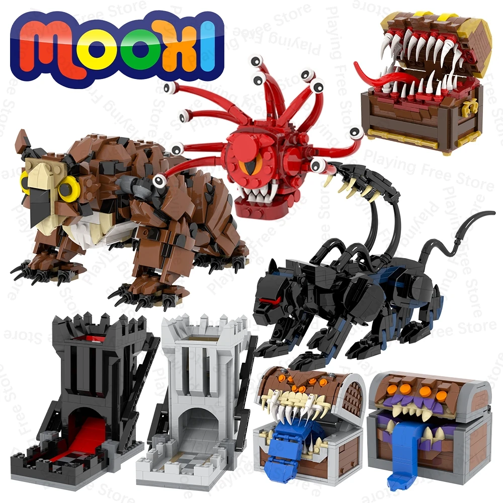 MOOXI MOC Dungon لعبة الطوب برج النرد OwlBear موزع الوحش اللبنات متوافق الشكل لعب للأطفال الكبار هدية
