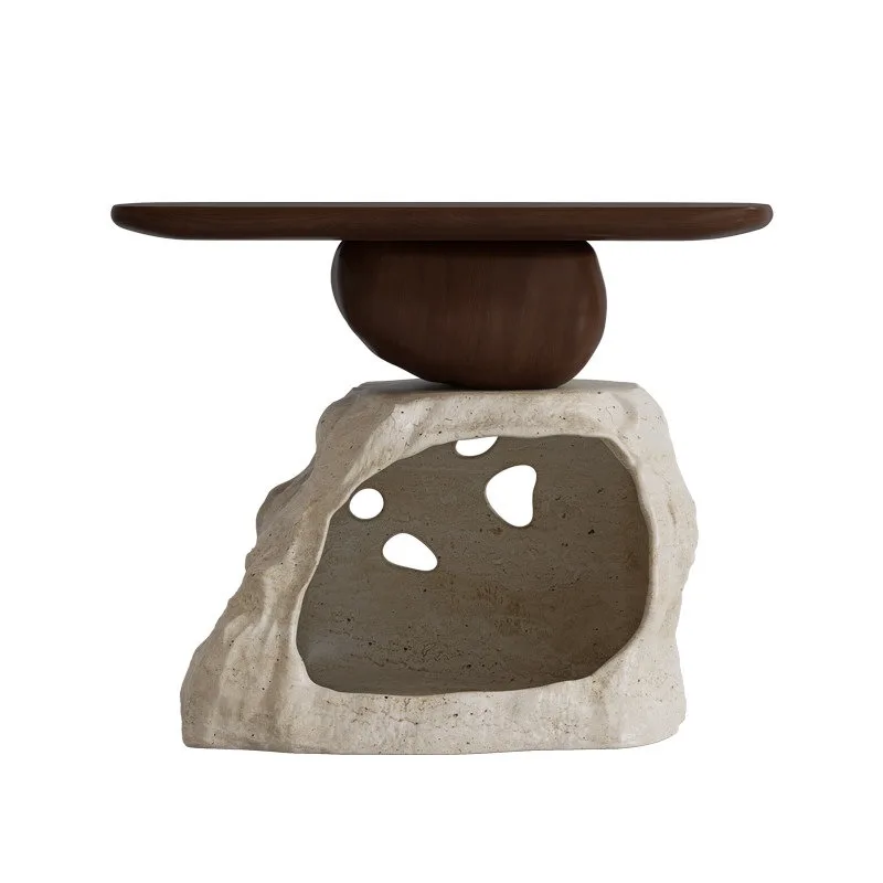 Creative people pet the same natural stone edge living room sofa, corner storage cat nest integrated small coffee table