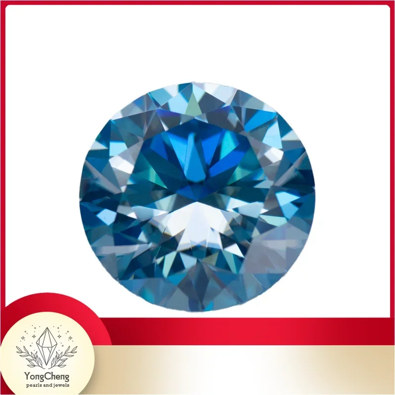 

Moissanite Stone Gemstone Aquamarine Colour Round Cut Lab Created Diamond Advanced Jewel Making Materials With GRA Certificate