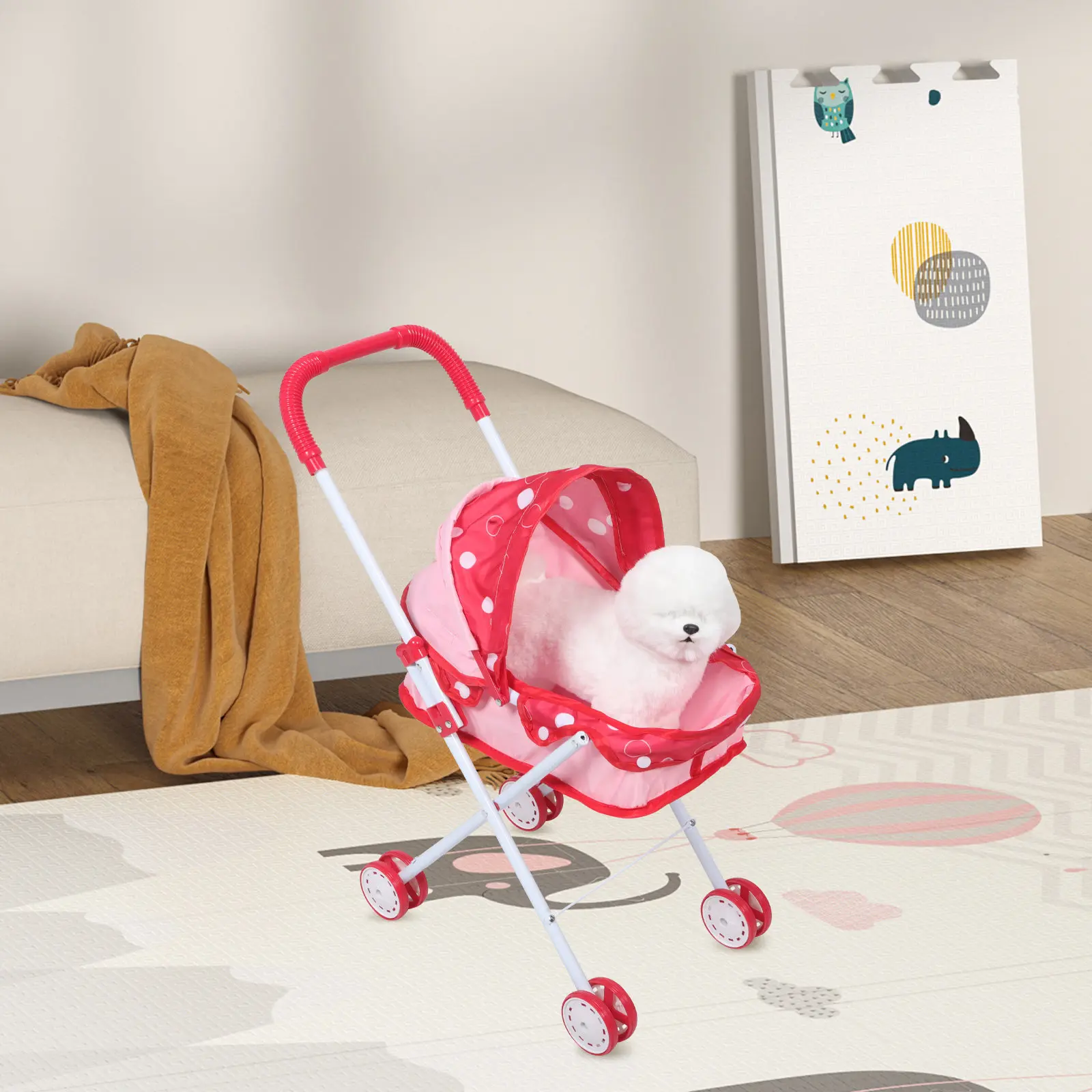 

Детская коляска с милым дизайном в виде животных, удобной ручкой для толкания, легкая, с функциями безопасности, подходит для различных сценариев использования, для младенцев и детей