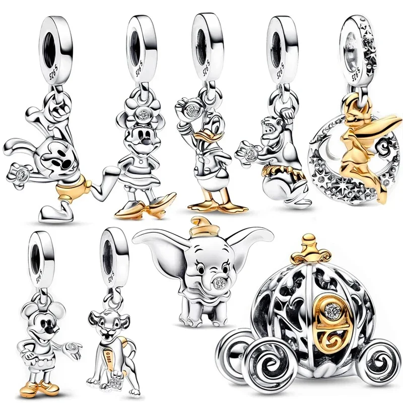 925 Silver 100th Anniversary Commemoration Mickey Minnie Dumbo Charm Danger Suitable Charm Original Bracelet Jewelry Making