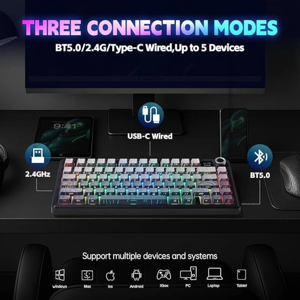 AULA F75 wireless bluetooth wireless mechanical keyboard custom gaming keyboards 2.4G gasket teclado ergonomic Pc ipad tastiera