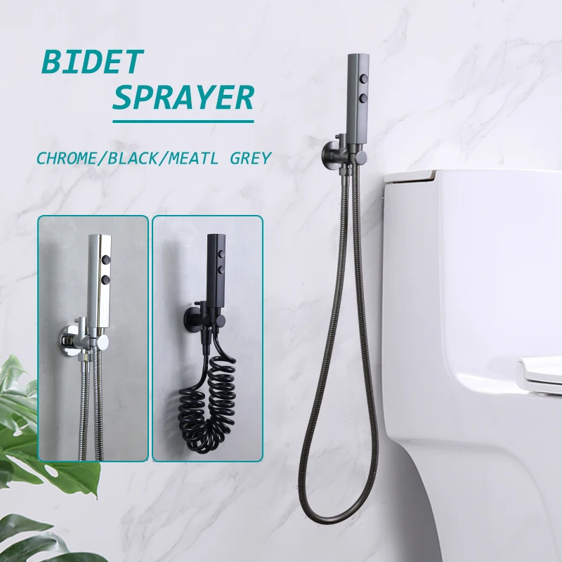 

Double Functions Sprayer Set Metal Grey ABS Sparyer with Brass Valve Black Chrome SUS304 Hose