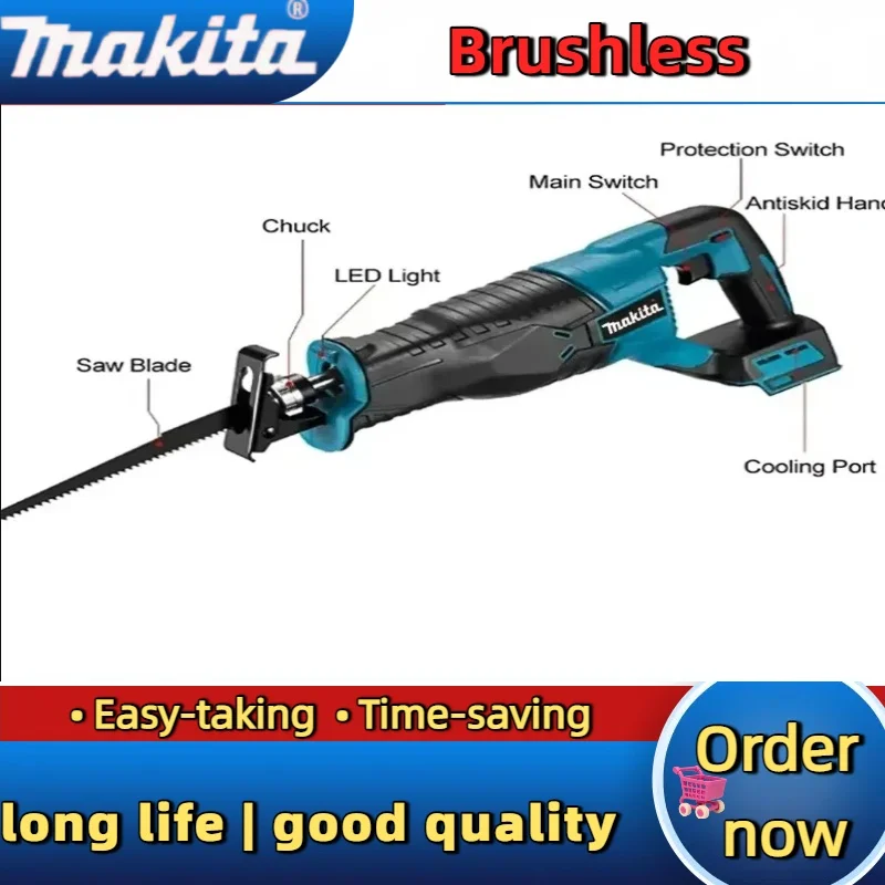 Bürstenlose Makita-Säbelsäge, Säbelsäge, tragbare Akku-Elektrowerkzeuge mit 4 Sägeblättern, 20 V, 18 V Akku