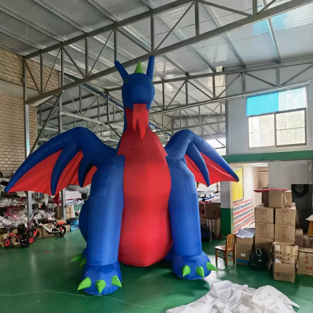 Giant Gemmy Airblown Inflatable Fire Dragon With Wings Breathing Dragon Hot Chocolate Christmas For Sale