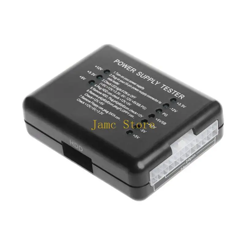 

LX0B Essential PC Diagnostic Tester for Power Supply 20/24pin Connectors Support for HDD Measuring Meter Black