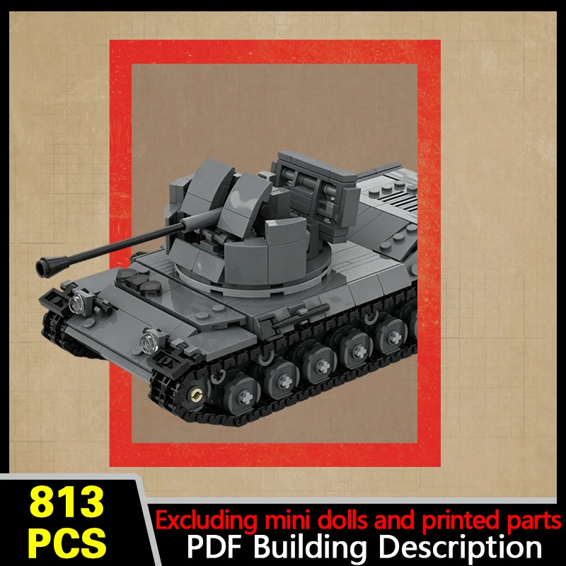 Self-Propelled Anti-Aircraft Gun Model MOC Building Bricks War Equipment Modular Technology Gifts Holiday Assemble Children Toys