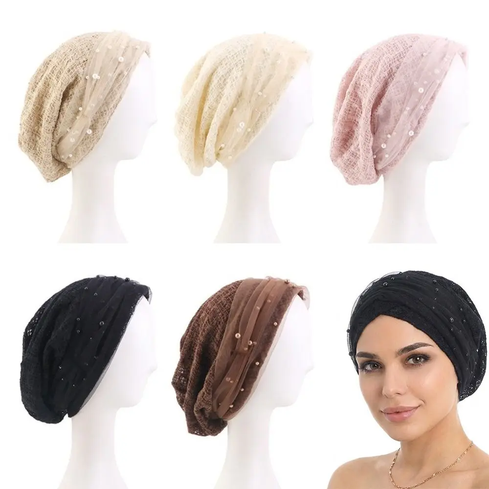 

Хлопковые мусульманские головные уборы-хиджабы, ажурные эластичные тюрбаны, головные повязки с бисером, шапочки для химиотерапии, защита для волос