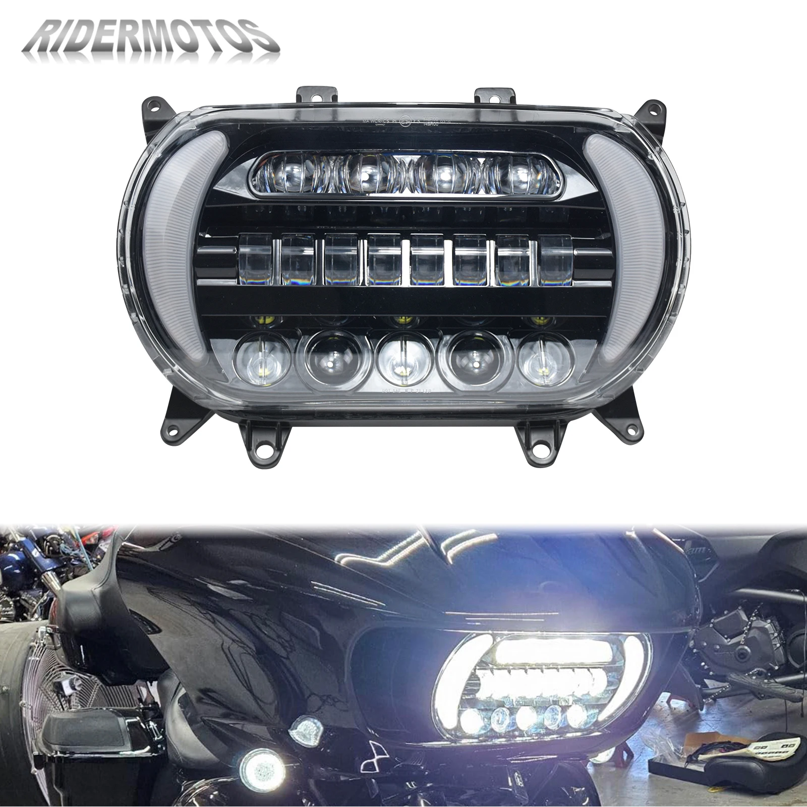 

LED Front Headlight Turn Signal Running Lamp For Harley Touring Road Glide FLTRX CVO Ultra 15-20 Motorcycle High Low Beam Lights