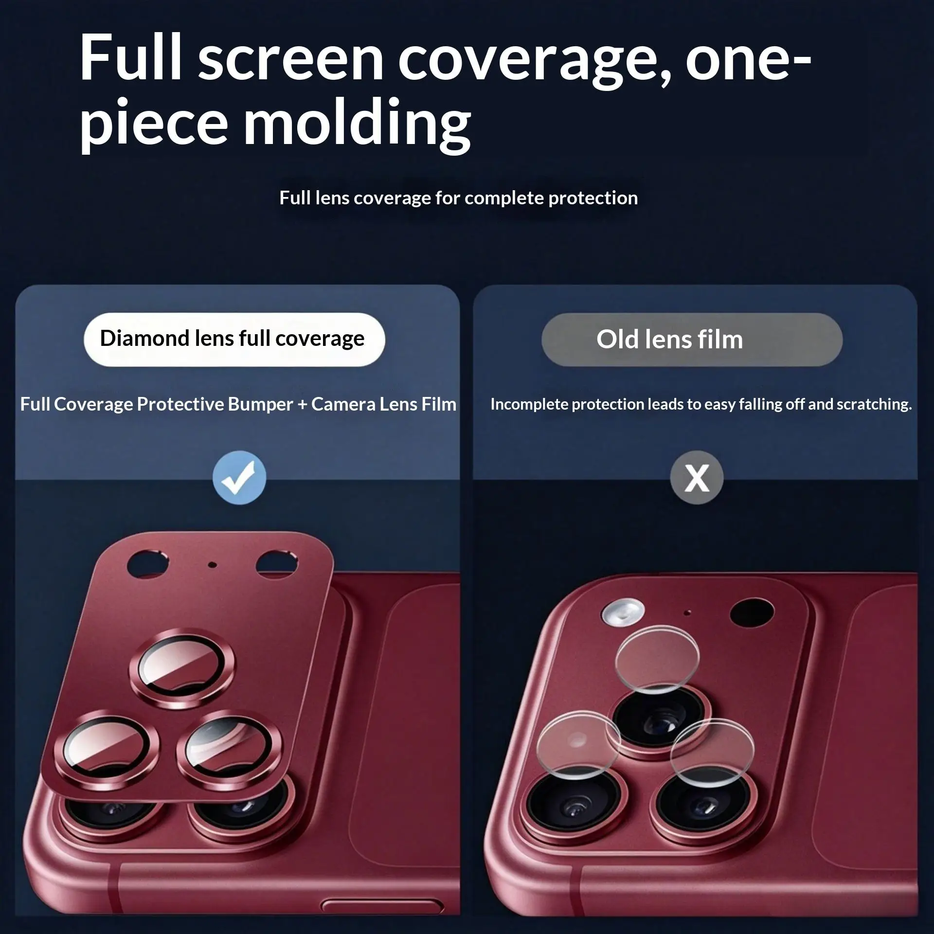 Frosted Armor Camera Lens Protector for iPhone 18 Pro Max 18 Pro One-Piece Metal Glass Integrated Protection Dark Cherry Blue view 5