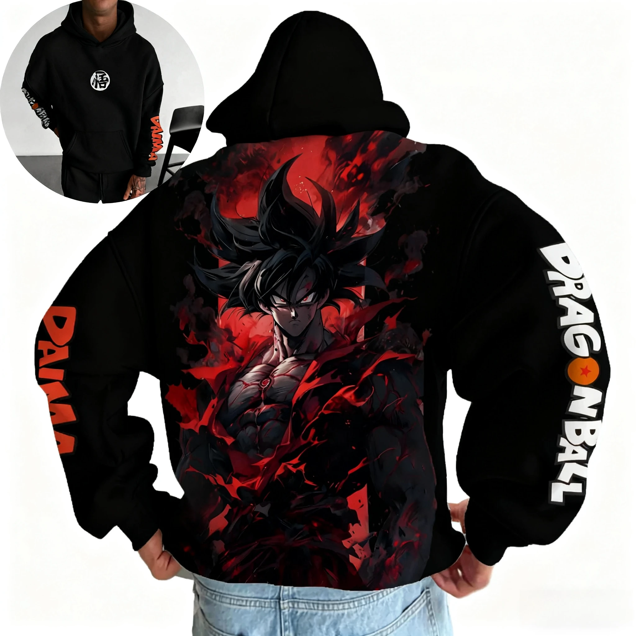 Anime Dragon Ball Anime Sun Wukong Pattern 2025 Autumn/Winter New Hot Selling Men's Women's Casual Loose Hip Hop Cotton Hoodie