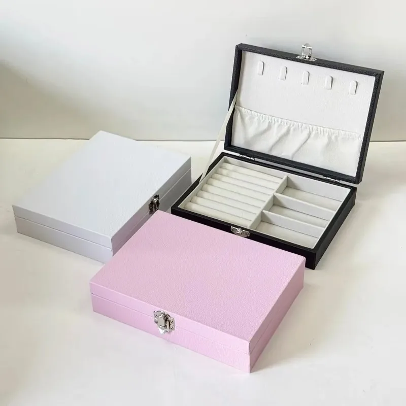 

Кожаная шкатулка для драгоценностей, ожерелье, серьги, многофункциональная коробка для хранения колец, подарочная коробка для ювелирных изделий, коробка для упаковки ювелирных изделий