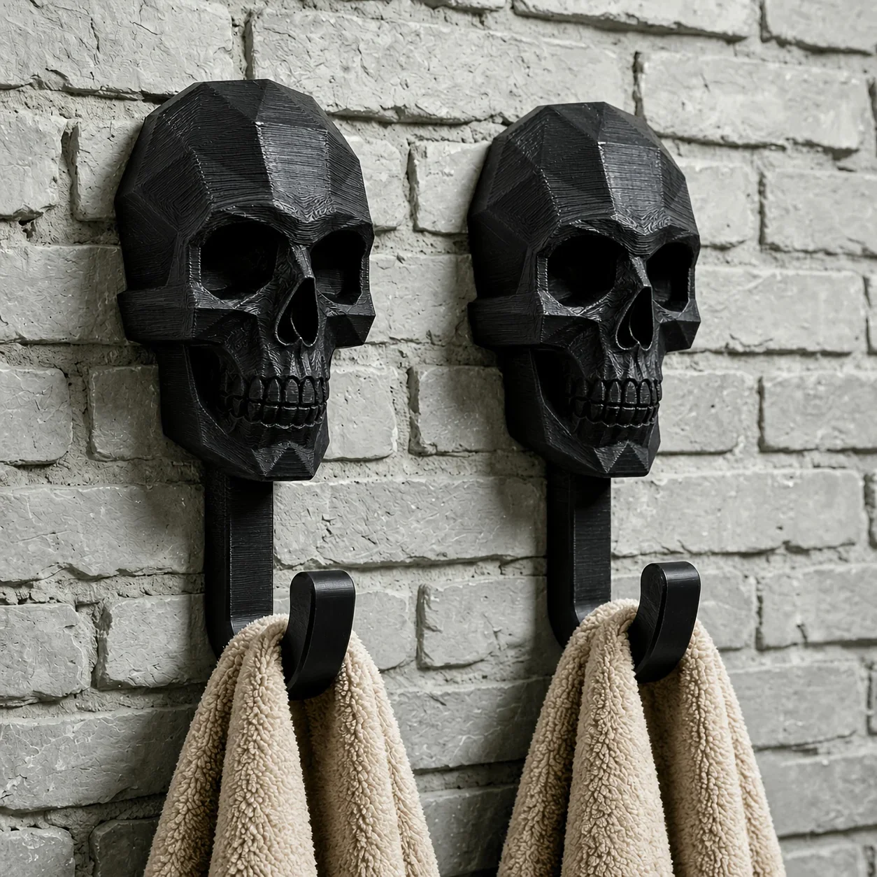 2pc 3D Printed Practical Skeleton Head Hook for Home Bathrooms, Balconies, and Multi-Scene Decorative Crafts Gifts Decor