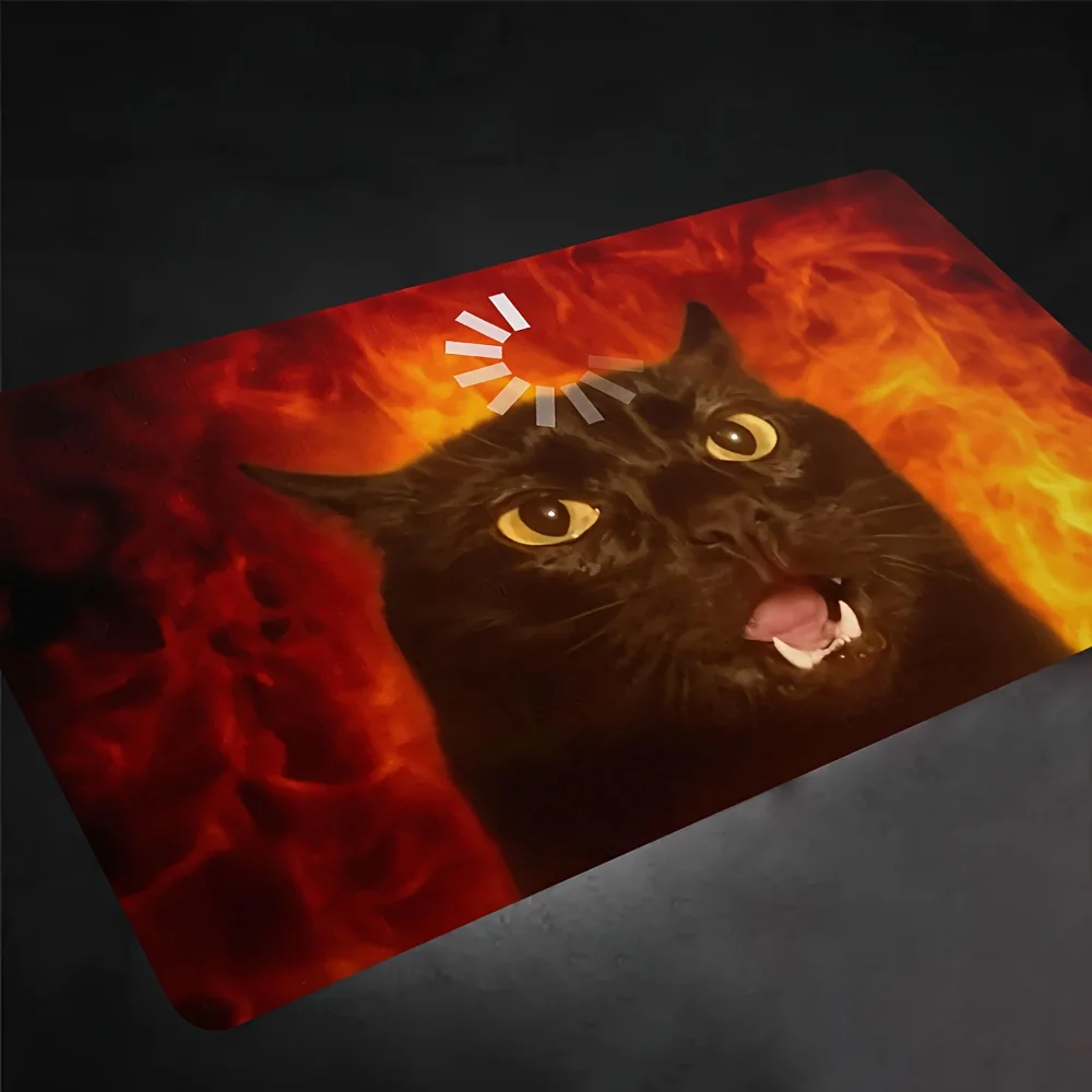 

Stupid Black Cat Magic card playmat with zone Mtg Playmat Non-Slip Durable Stitched Edge 35X60CM Desk mat tapete magic mtg