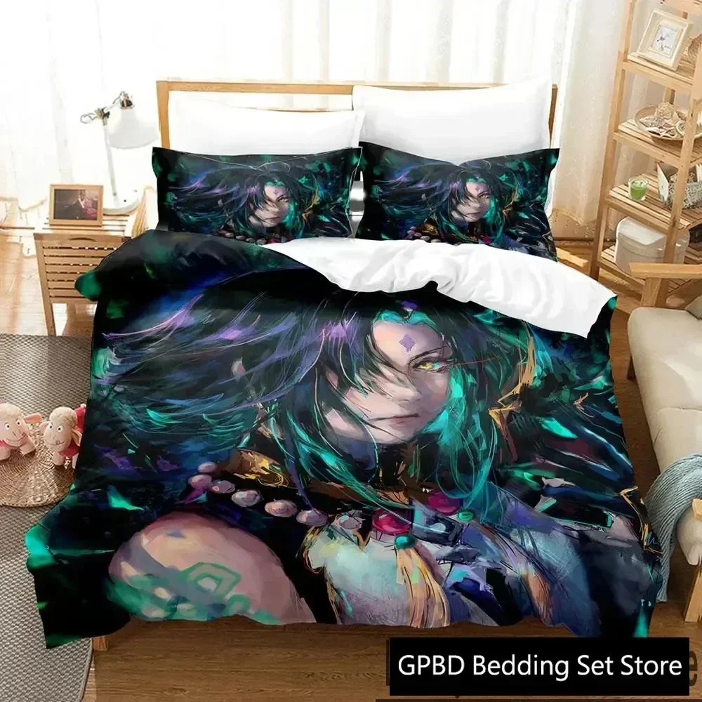 3D Genshin Impact Xiao Anime Bedding Set 3D Printed Suitable for Bedroom Duvet Cover Set With Pillowcases Kids Home Textile