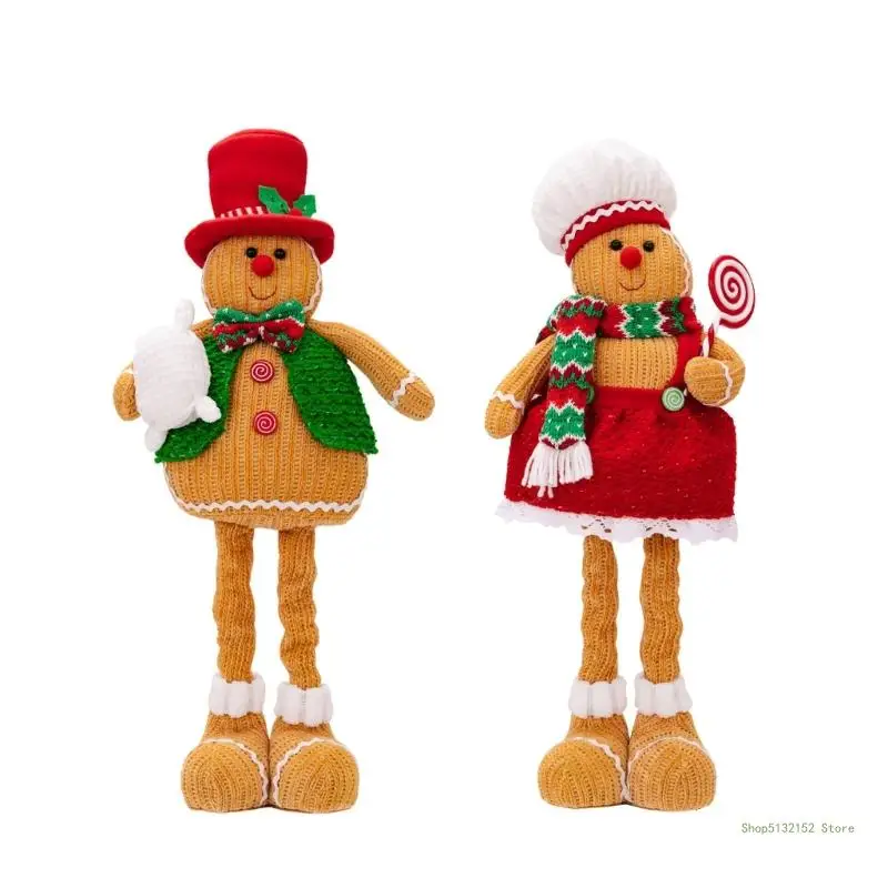 QX2E Scalable Holiday Gingerbreads Man Gnomes Plush Ornament for Table Display