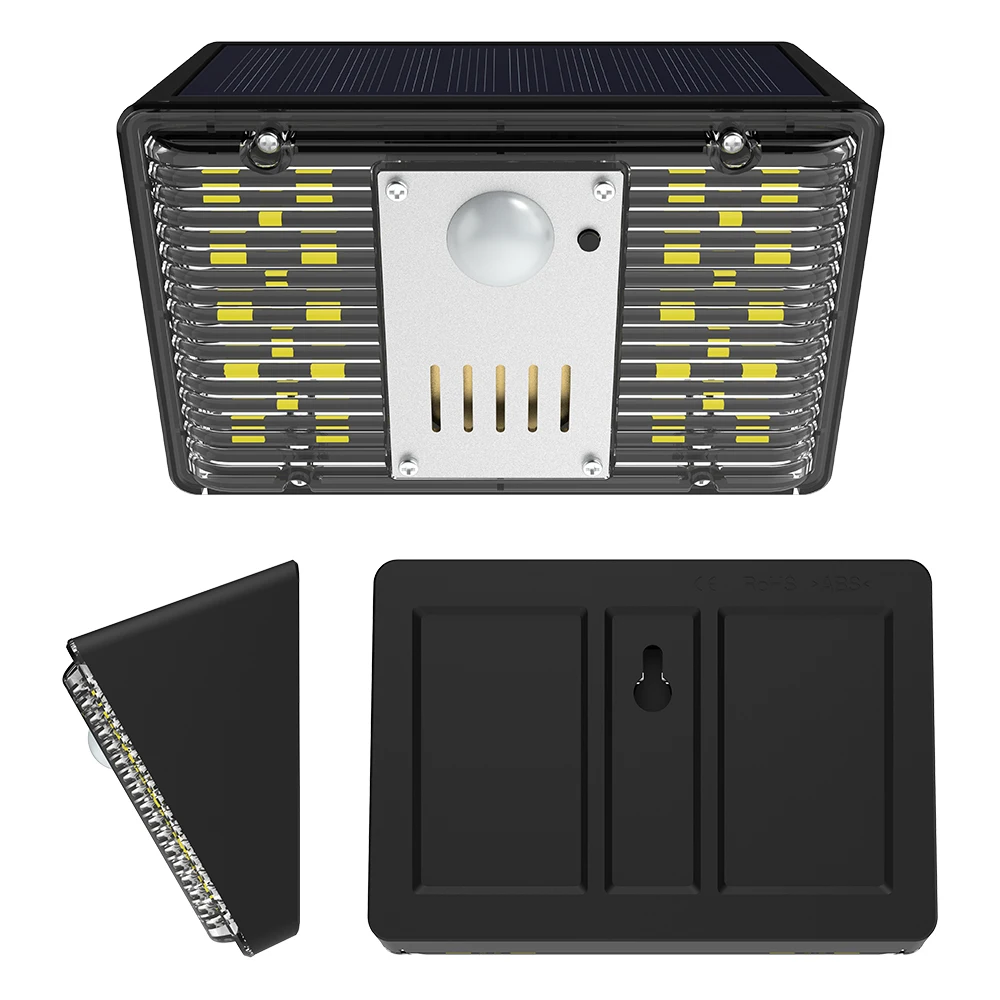 ضوء الجدار الشمسي مع إنذار إنذار الشمسية مع ضوء الفيضانات LED التحكم عن بعد محس حركة وجرس مضاد للسرقة لمزرعة منزل RV