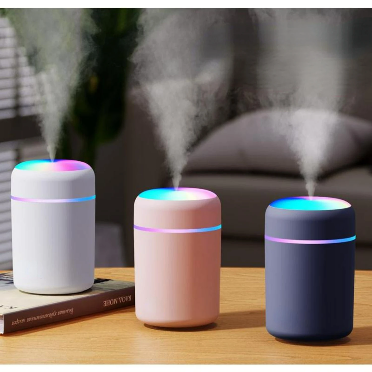 Colorful Portable Mini Desktop USB Powered Humidifier with 300ml Capacity for Car, Bedroom, and Office - Multi-functional Light