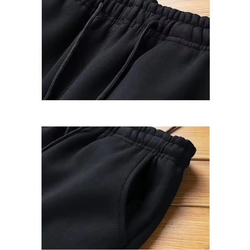 الرجال الشتاء الصوف ركض فضفاضة تناسب مكبل Sweatpants 10XL الرباط كبيرة الحجم سميكة عادية في الهواء الطلق Sweatpants الأسود