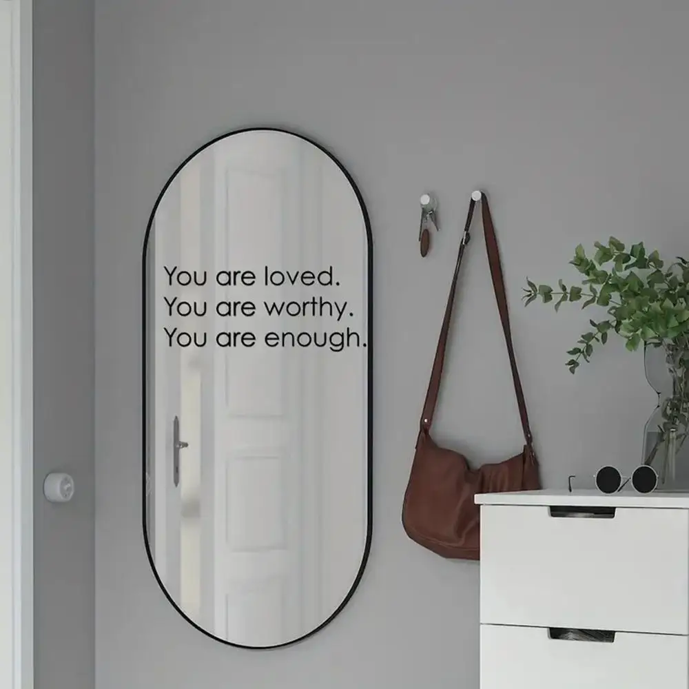 

1 pc nice quotes you are loved ,you are worthy,you are enough mirror Sticker Pvc Wall Art Wallpaper For Kids Rooms Decoration