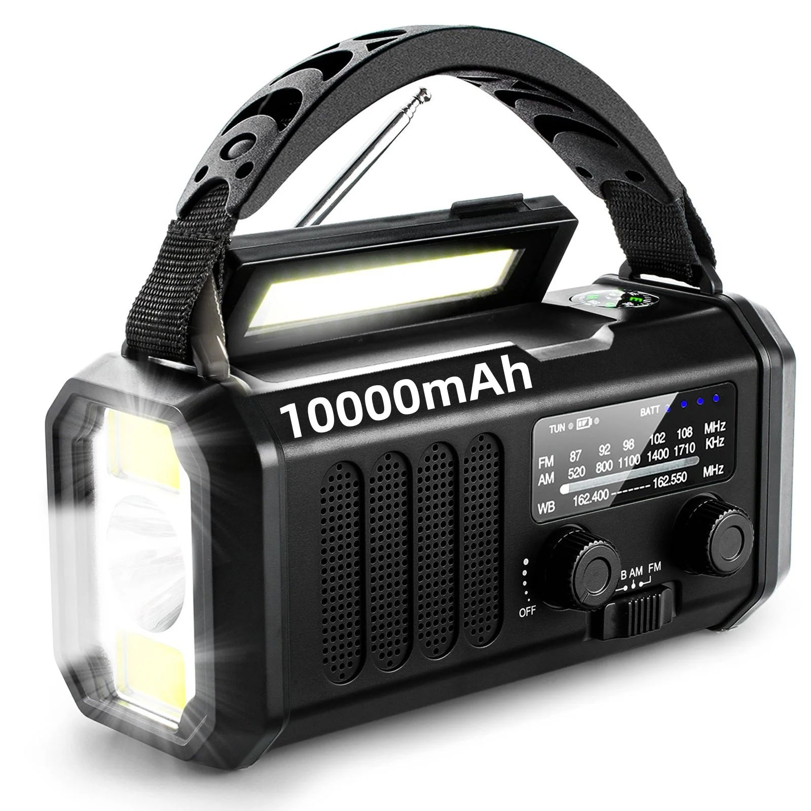 Solar Kurbelradio Powerbank 10000mAh/20000mAh, Tragbares Notfallradio mit AM/FM Empfang, LED Taschenlampe, SOS Alarm, USB-C Aufladung für Camping Outdoor