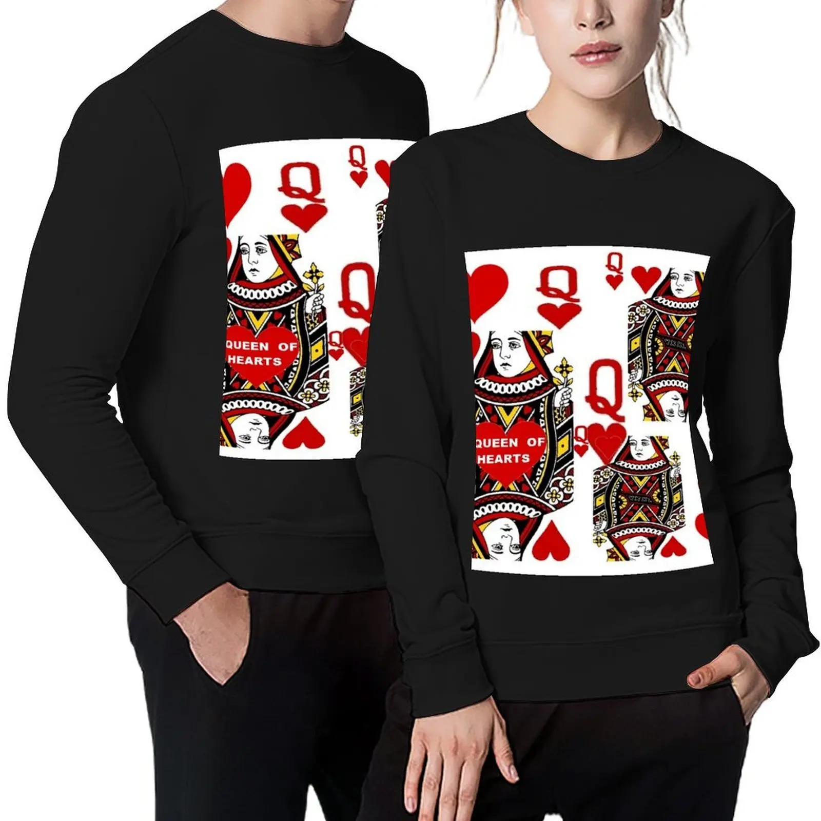 

HEARTS & RED QUEENS CASINO ART Pullover men's autumn clothes korean clothes anime clothing men sweatshirt