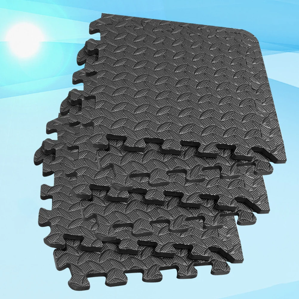 

6pcs Eva Gym Floor Mat Interlocking Puzzle Tiles Leaf Grain Design Non-Slip Exercise Flooring For Home Workout Yoga Room Hallway