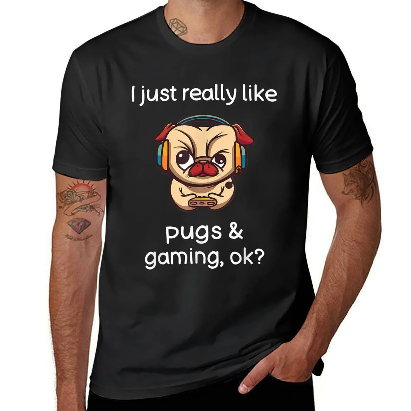 

Gamer Shirt Funny Pug Lover Video Games Dog Pug Gaming T-Shirt summer top Aesthetic clothing men t shirts