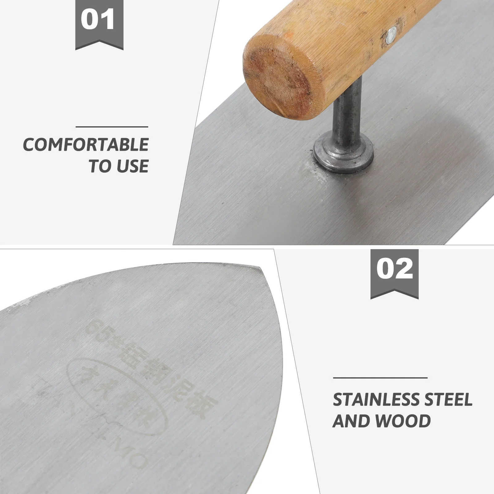 Trowel Hand Wood Handle Concrete Square Drywall Steel Paint Scraper Tool