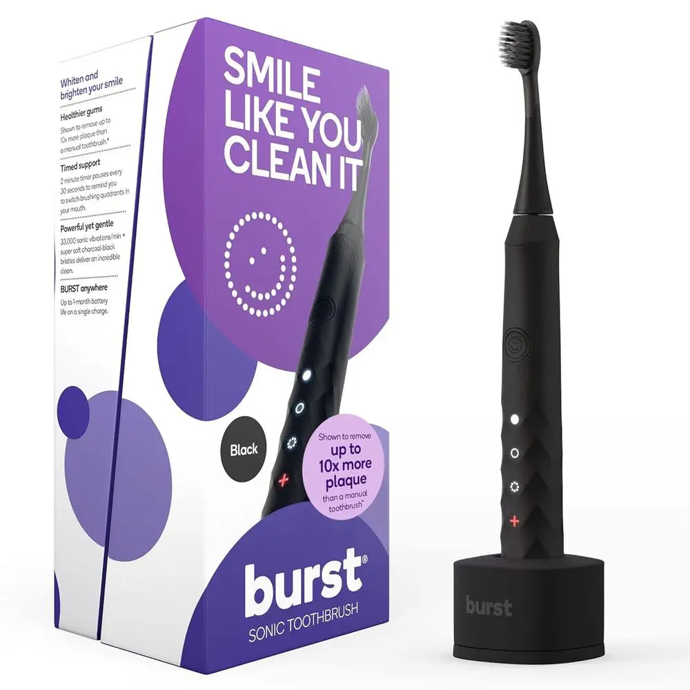 

Black Adult Rechargeable Electric Toothbrush | Deep Clean, Stain & Plaque Removal | 3 Modes: Whitening, Sensitive, Massage