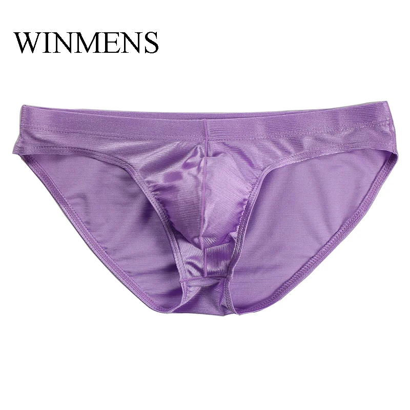 ملابس داخلية حريرية صديقة للبشرة للرجال 6 ألوان كاندي حقيبة منتفخة قابلة للتنفس أحزمة رياضية منخفضة الخصر سراويل شبابية عالية الجودة