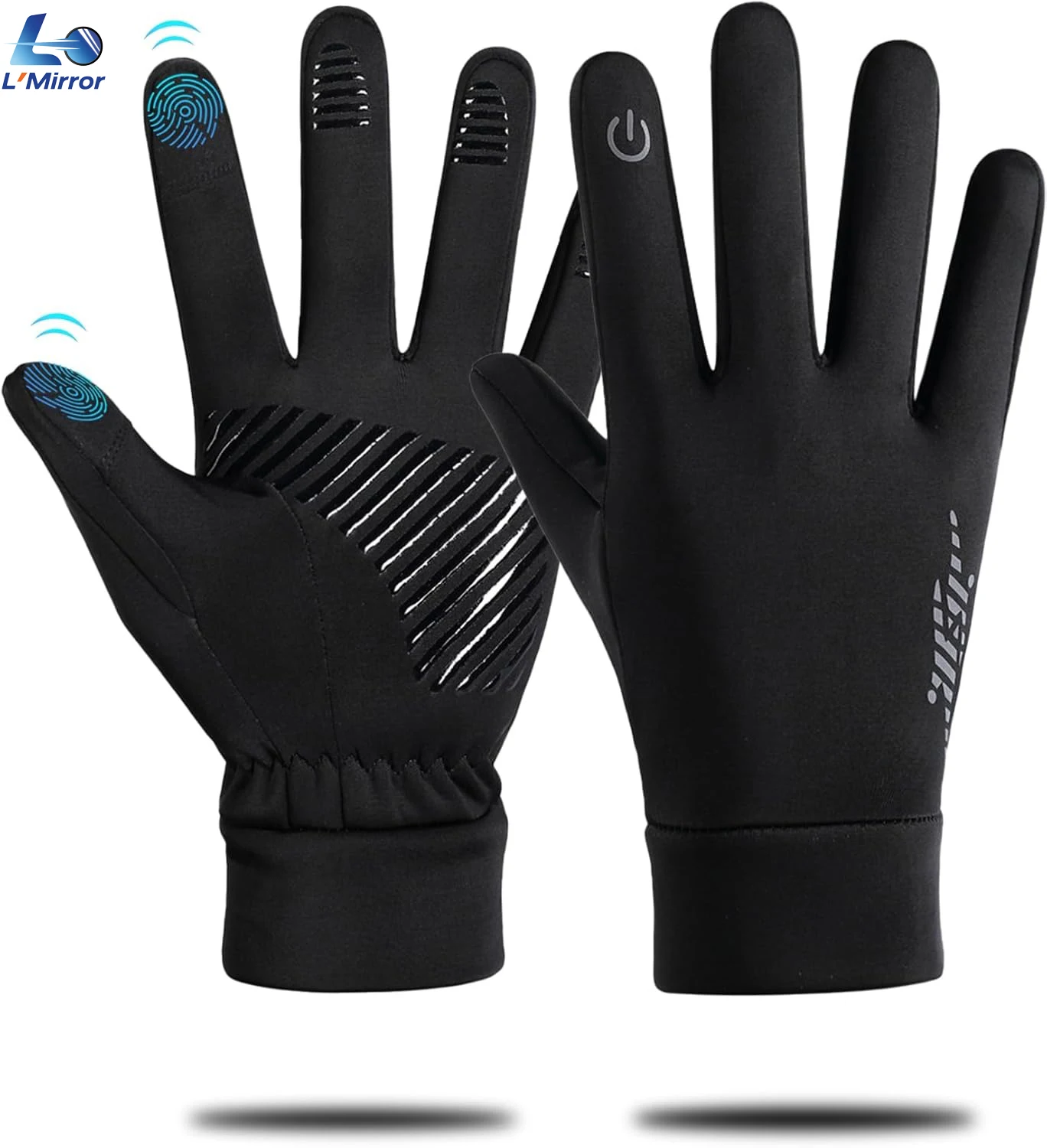 

L●Mirror Winter Gloves Men Women - Thermal Windproof Running Touchscreen Gloves, Unisex Warm Anti-Slip Lined Cold Weather Glove