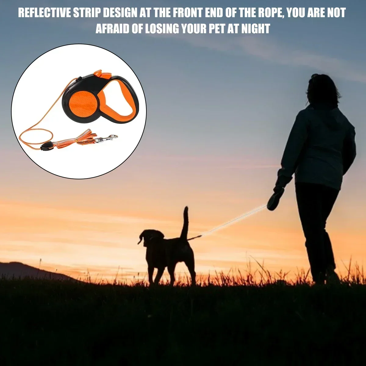 8M Retractable Dog Lead Heavy Duty Pet Walking Leash with Strong Reflective Tape Non-Slip Handle for Small Medium Large Dogs NEW