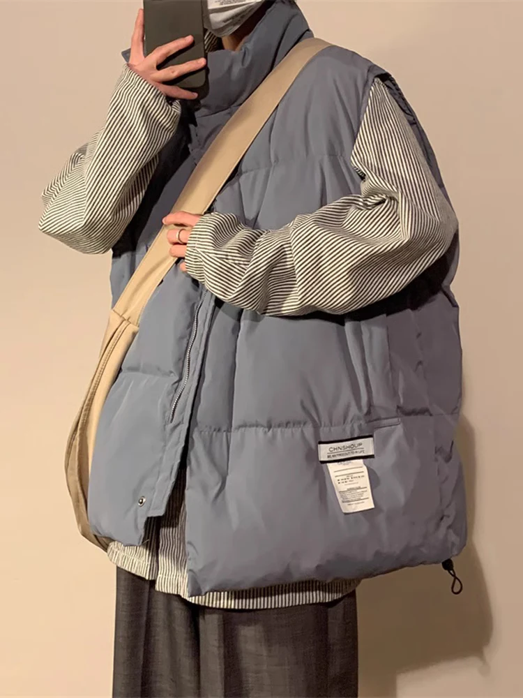 

Мужской зимний утепленный жилет оверсайз из хлопка с подплечниками в американском стиле, модный брендовый молодежный жилет