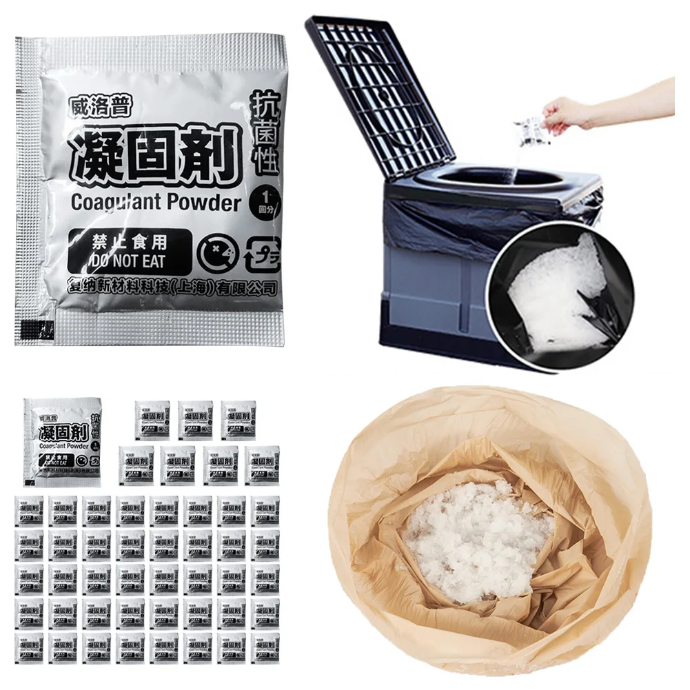 48Pcs Portable Toilet Powder Poo Gel Rapid Liquid Waste Gelling Powder Camping Toilet Gel for Camping Hiking