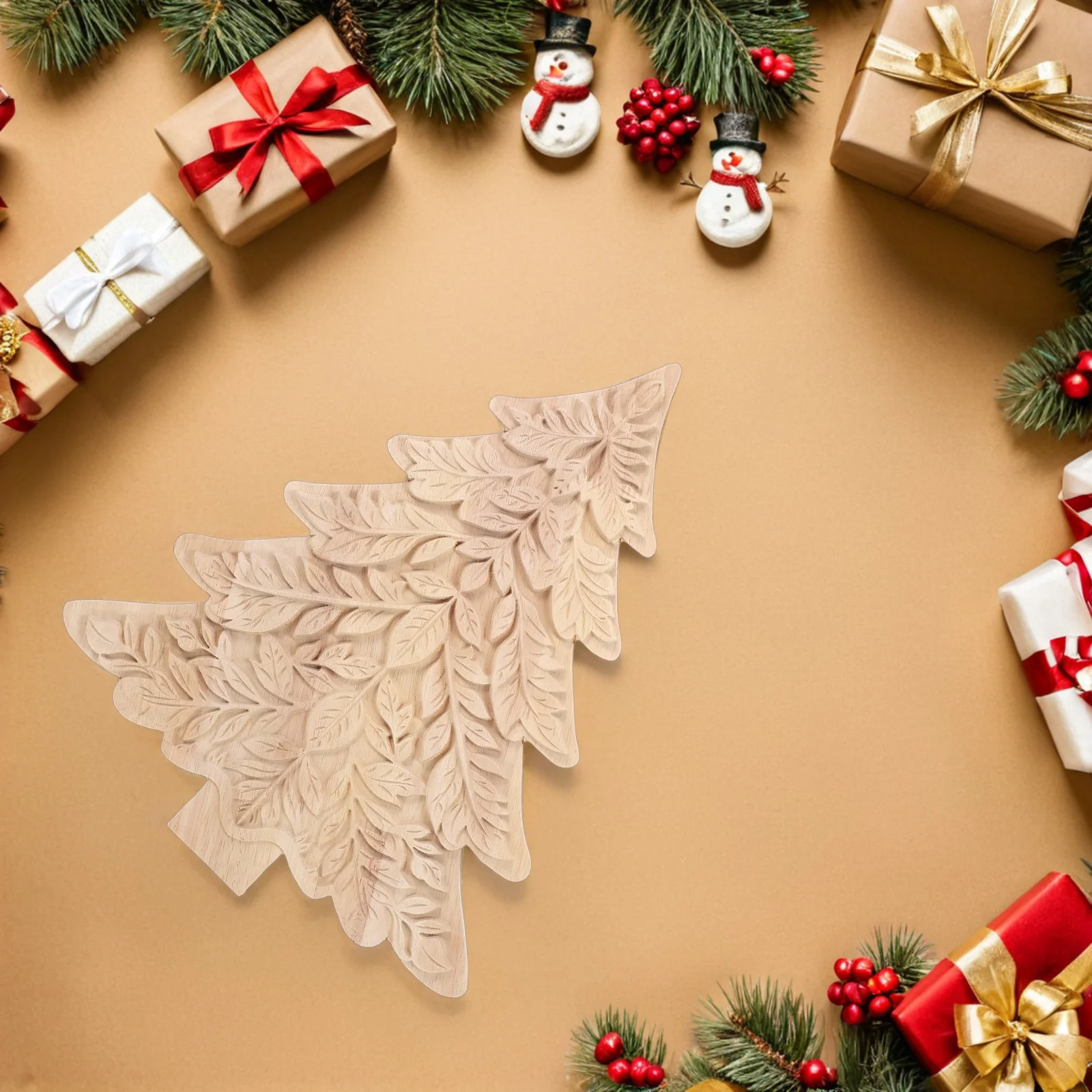 

Rustic Wood Christmas Decorations Handcrafted Tree Cutouts for Mantel Shelf Or Tiered Tray Natural Wooden Holiday Centerpiece