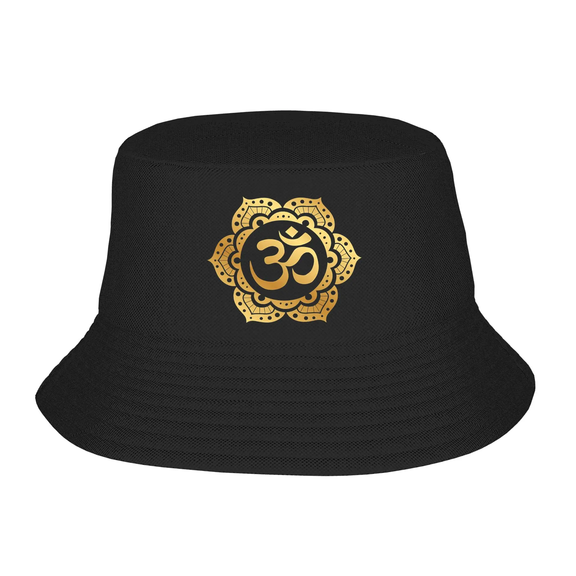 Men Women Golden Om mandala Bucket Hat  Breathable Fisherman Hats Summer Casual Fishing Caps Outdoor Pattern Sun Hat