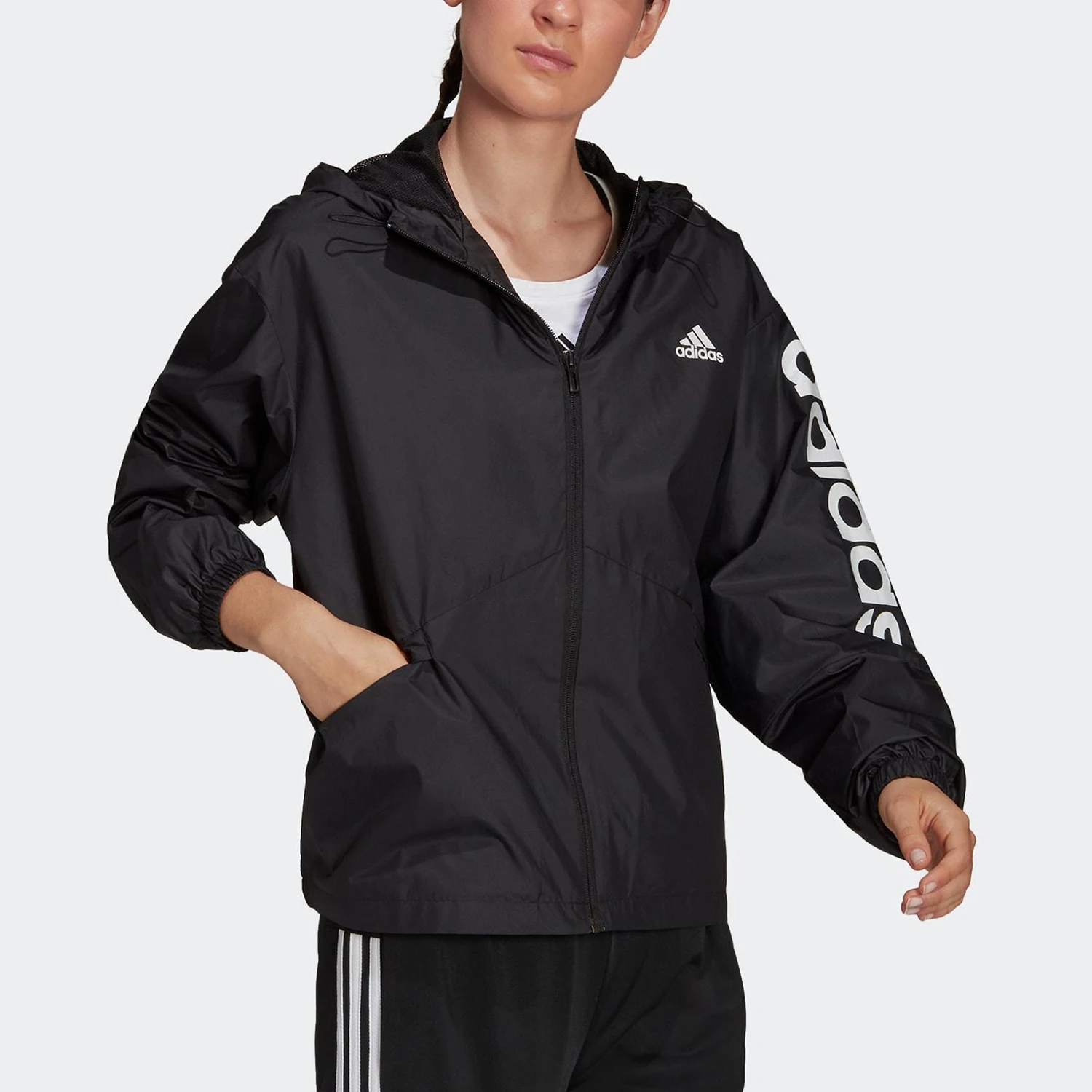Adidas Originals W LIN WB Women's Loose Hooded Pattern Jacket H07842