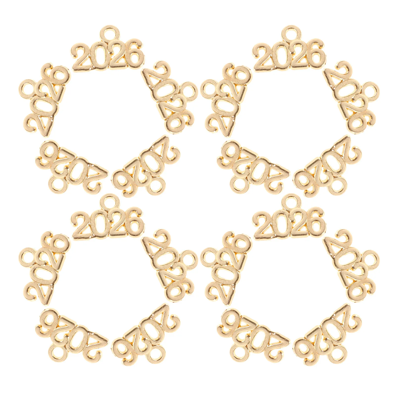 

100Pcs 2026 Alloy Charms for DIY Jewelry Making Necklace Pendant Bracelet Keychain Accessories Craft Kit Year Number Vintage