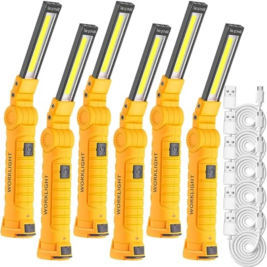

6 Pcs LED Work Flashlights with Magnetic Base, Rechargeable, Portable