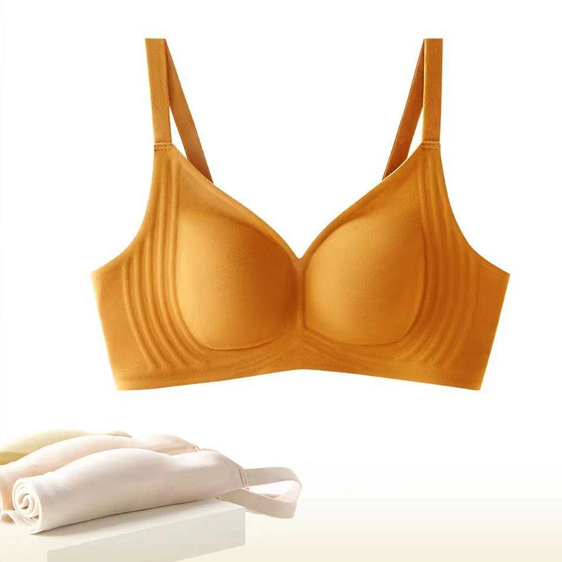 Big Breasts Show Small Bra Seamless One-piece Comfortable Full-cover Cup Fixed Cup Plus Breasts Large Size Underwear