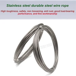 1m-10m Stainless Steel Wire Rope 7*7 Structure Soft Fine Fishing Rope Rod Rope Lift Drying Rack Wire Rope Grapevine