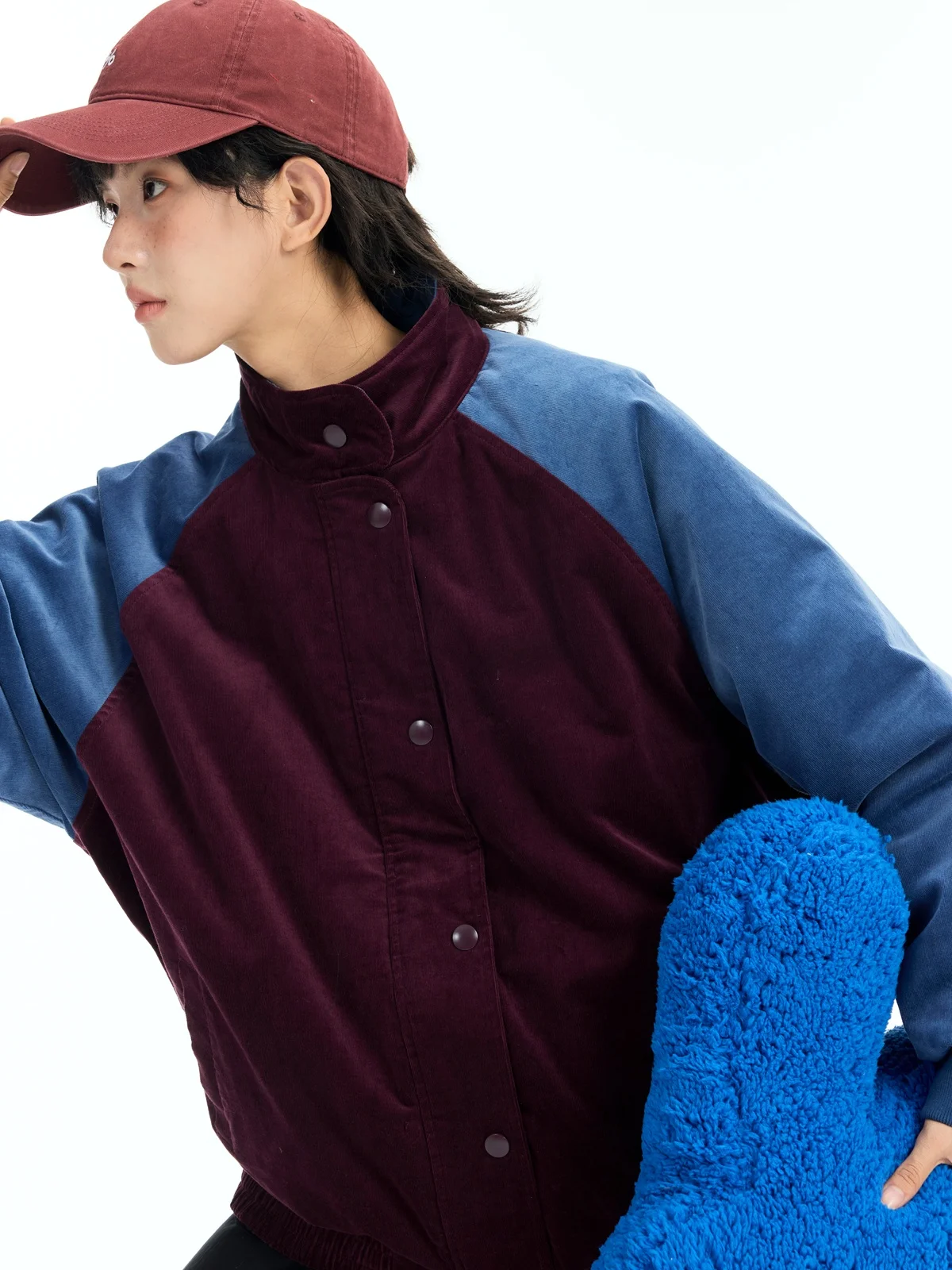 

Turtle Luy Universe Corduroy Jaet Cotton Sportswear oulder Sve Stitching Retro Collar Long Sve Single Button Closure